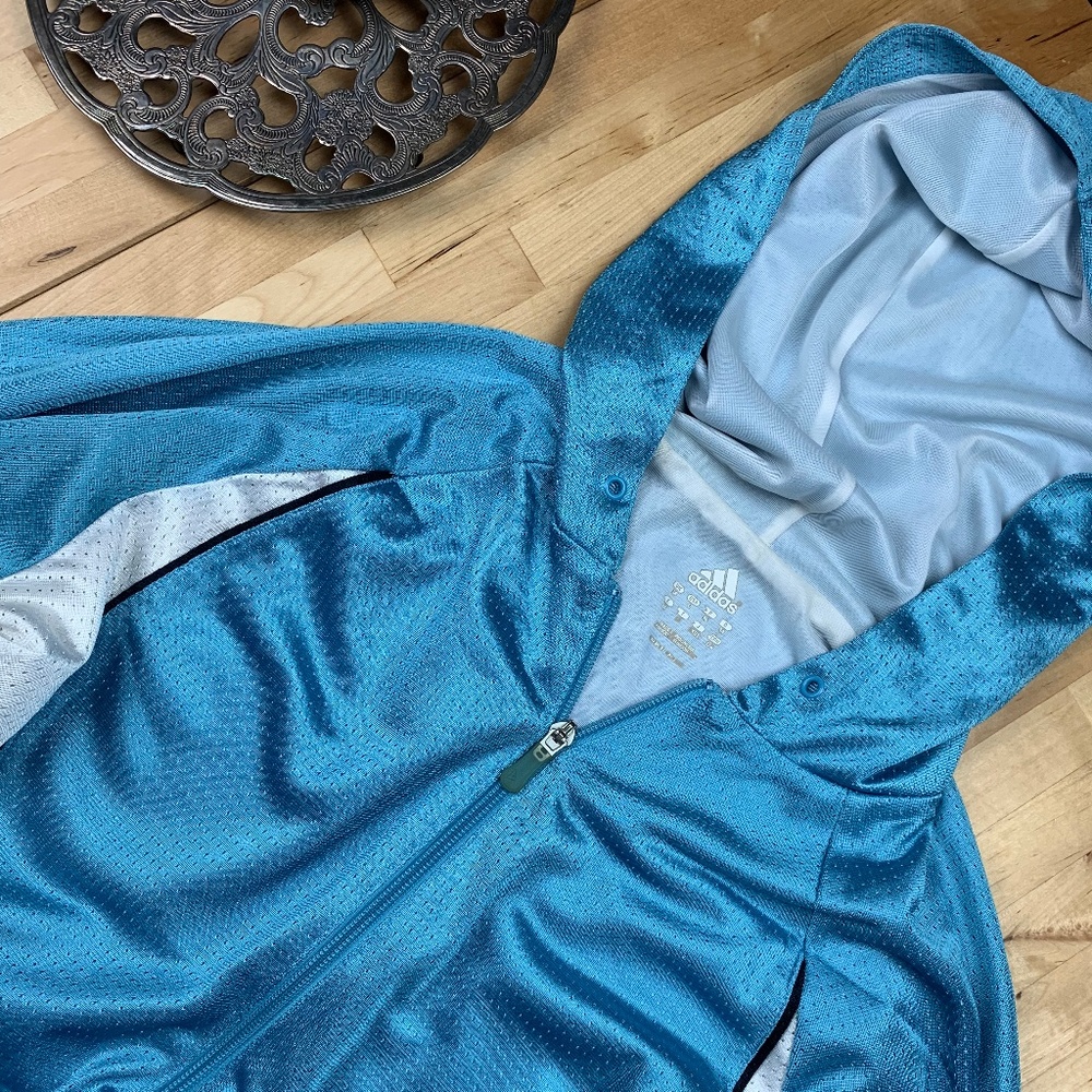 Adidas Light Blue full zip Jacket Sz L Hoodie